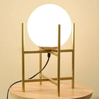 Minimalist Glass Globe Metal Night Table Lamp for Bedroom