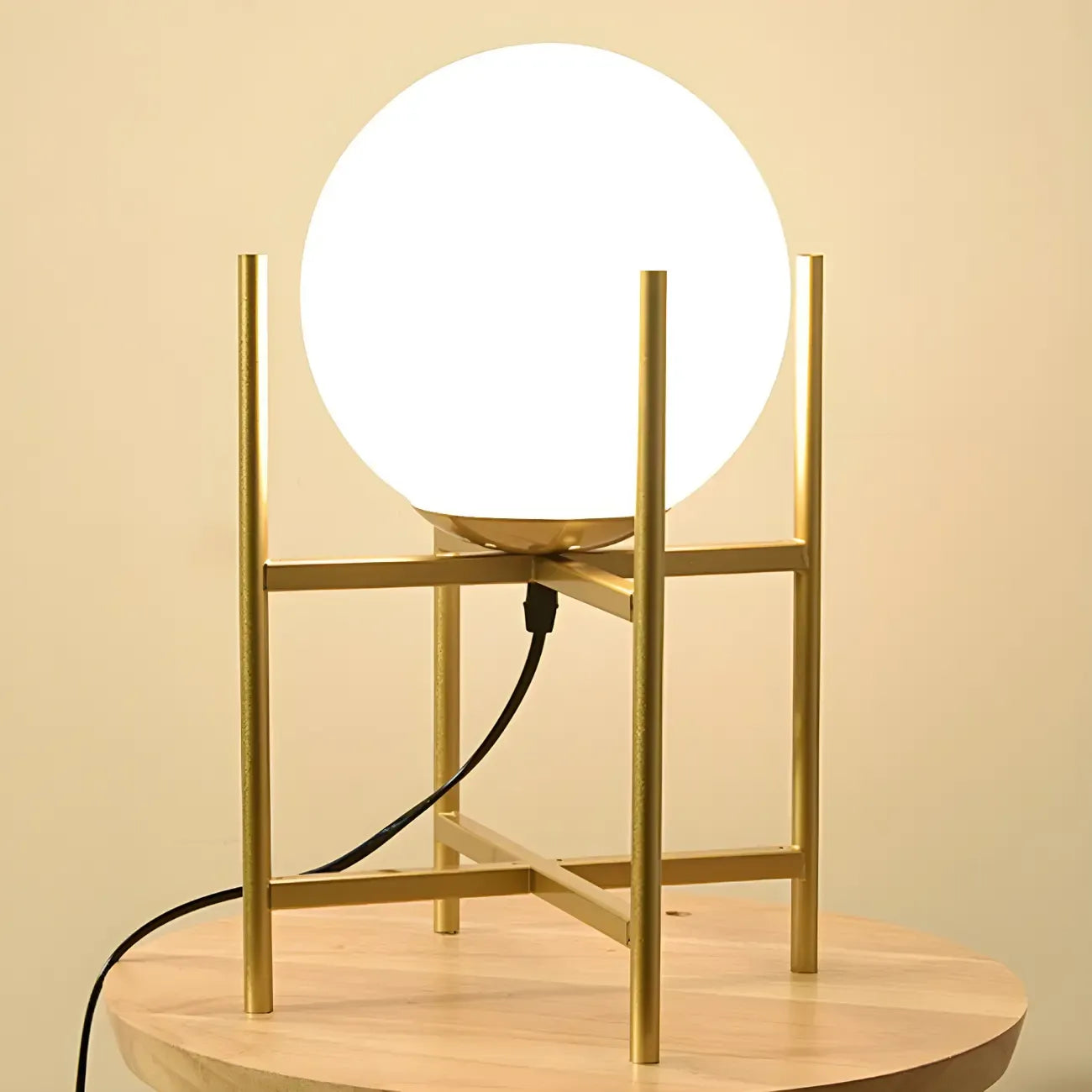 Minimalist Glass Globe Metal Night Table Lamp for Bedroom