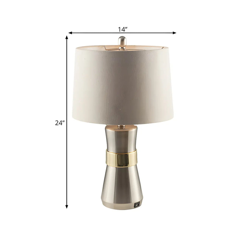 Sleek Nickel Barrel Table Lamp for Living Room