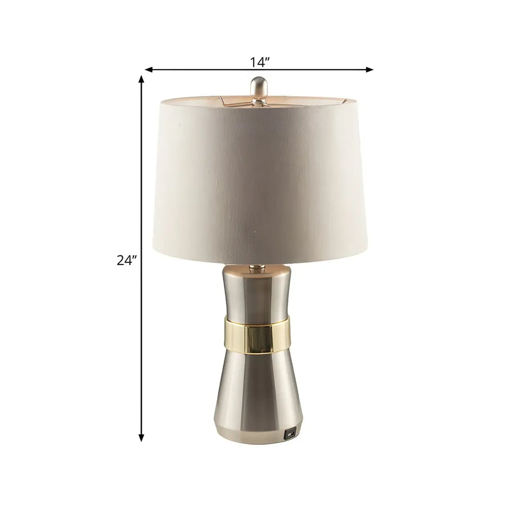 Sleek Nickel Barrel Table Lamp for Living Room
