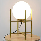 Minimalist Glass Globe Metal Night Table Lamp for Bedroom