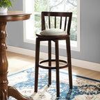 Mid-century Modern Wooden Swivel Bar Stool Upholstered