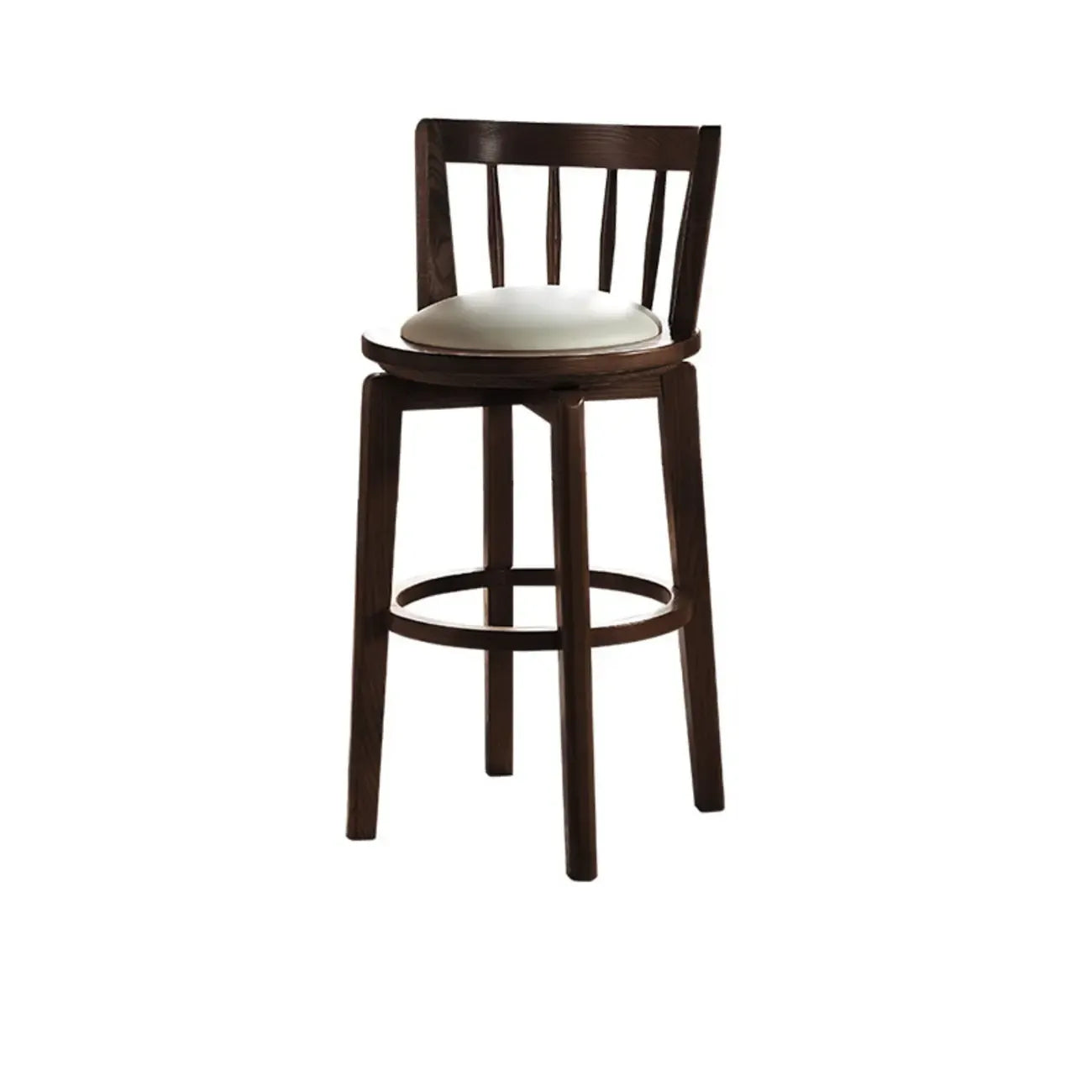 Mid-century Modern Wooden Swivel Bar Stool Upholstered