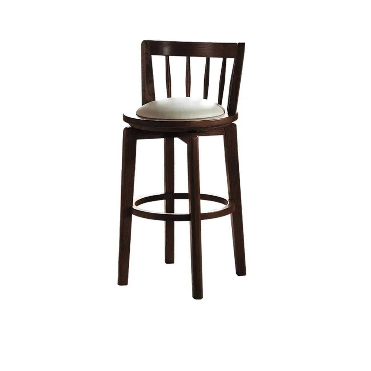 Mid-century Modern Wooden Swivel Bar Stool Upholstered