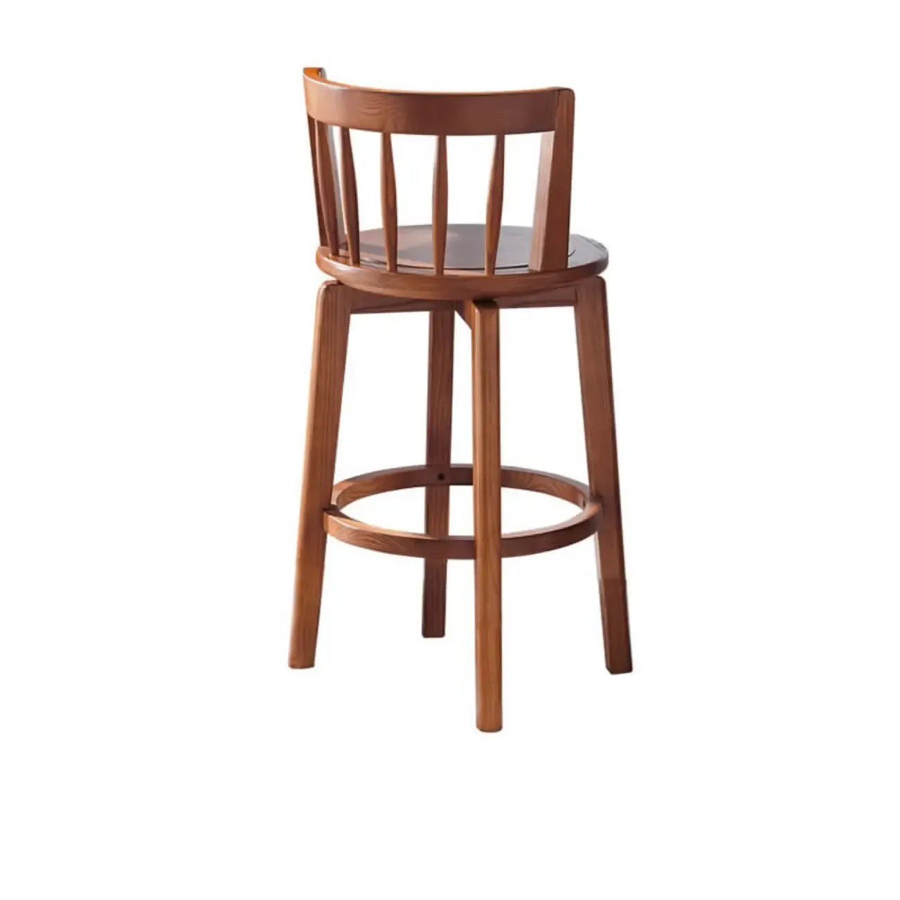 Mid-century Modern Wooden Swivel Bar Stool Upholstered