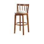 Mid-century Modern Wooden Swivel Bar Stool Upholstered