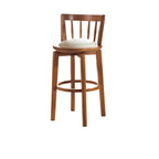 Mid-century Modern Wooden Swivel Bar Stool Upholstered