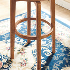 Mid-century Modern Wooden Swivel Bar Stool Upholstered