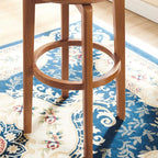 Mid-century Modern Wooden Swivel Bar Stool Upholstered