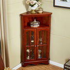 Classic Storage Corner Cabinet with Glass Doors & Shelf