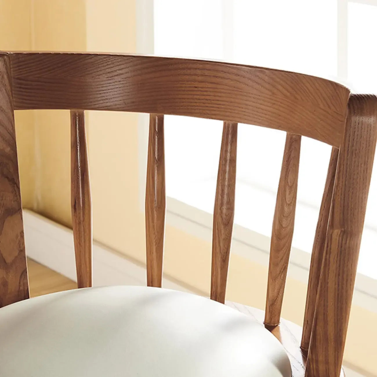 Mid-century Modern Wooden Swivel Bar Stool Upholstered