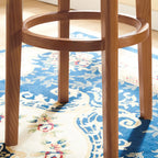 Mid-century Modern Wooden Swivel Bar Stool Upholstered