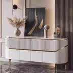 Modern White/Black Buffet Table with Cabinets