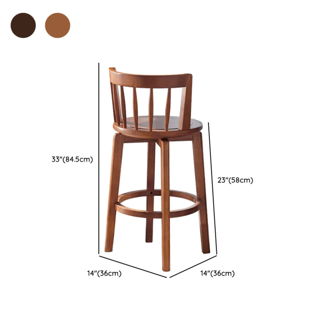 Mid-century Modern Wooden Swivel Bar Stool Upholstered
