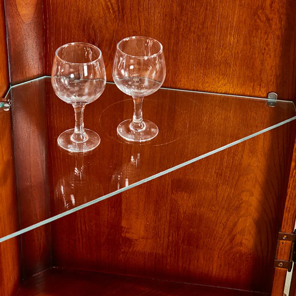 Classic Storage Corner Cabinet with Glass Doors & Shelf