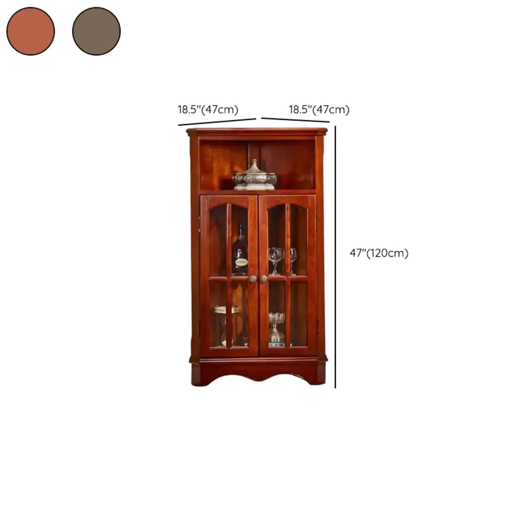 Classic Storage Corner Cabinet with Glass Doors & Shelf