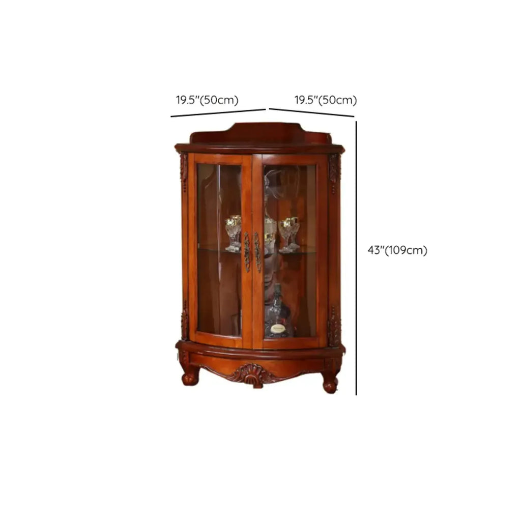Classic Storage Corner Cabinet with Glass Doors & Shelf