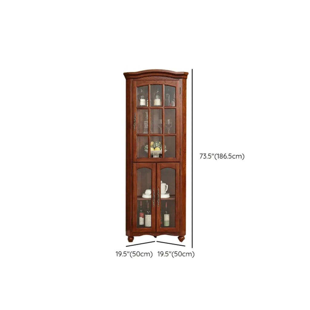 Classic Storage Corner Cabinet with Glass Doors & Shelf