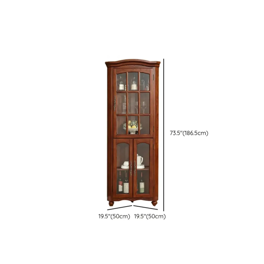 Classic Storage Corner Cabinet with Glass Doors & Shelf