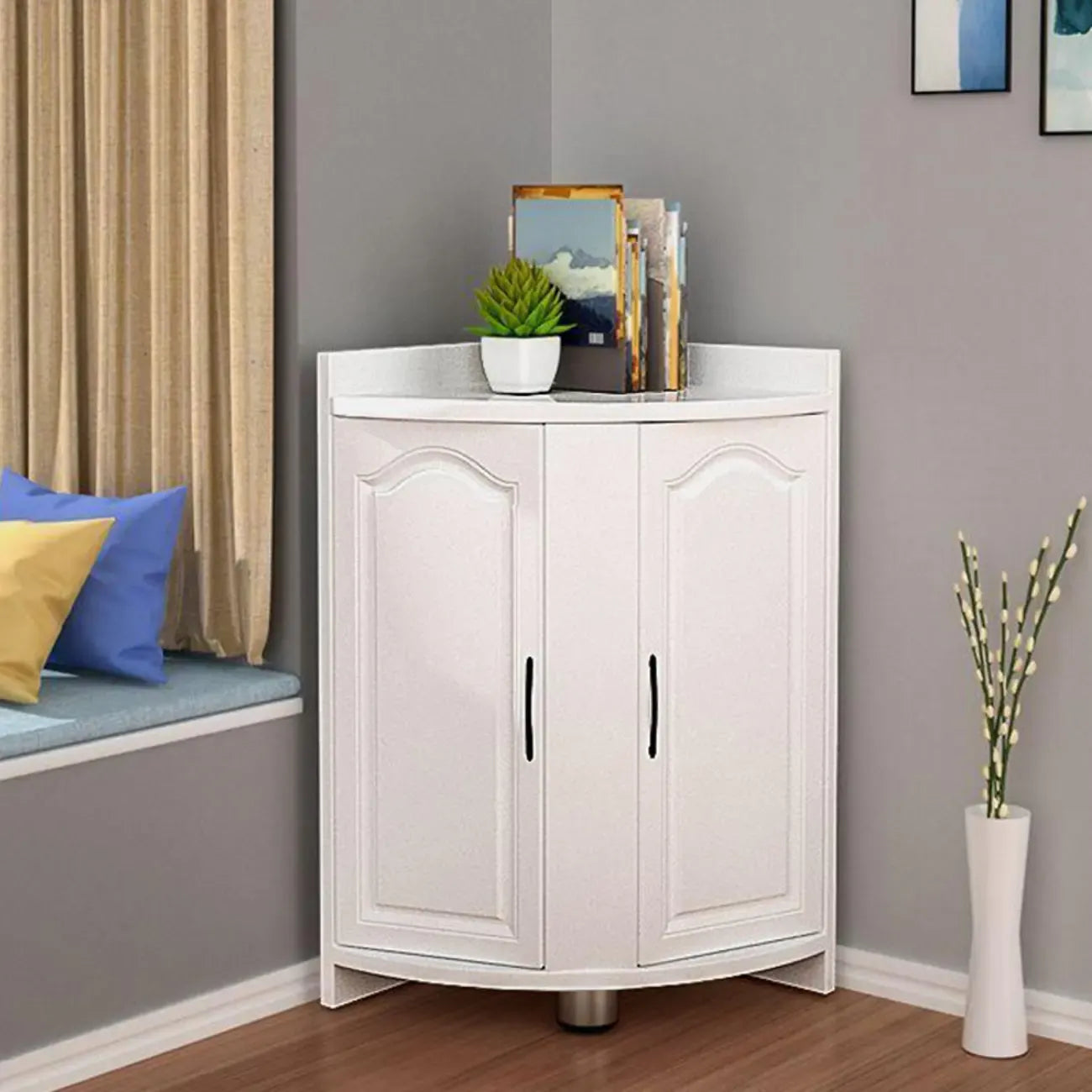 Classic Reclaimed Wooden Utility Storage Corner Cabinet