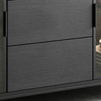 Modern Wooden Buffet Table with Stone Top and Storage
