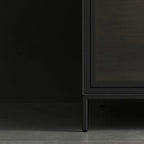 Modern Wooden Buffet Table with Stone Top and Storage