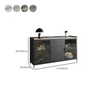 Modern Wooden Buffet Table with Stone Top and Storage