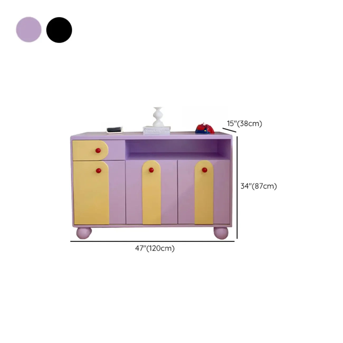 Adorable Purple Accent Cabinet with Exterior Shelf