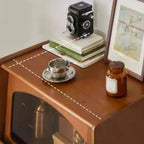 50 Modern Pine Brown Accent Cabinet with Glass Door