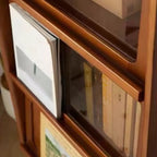 50 Modern Pine Brown Accent Cabinet with Glass Door