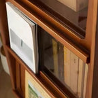 50 Modern Pine Brown Accent Cabinet with Glass Door
