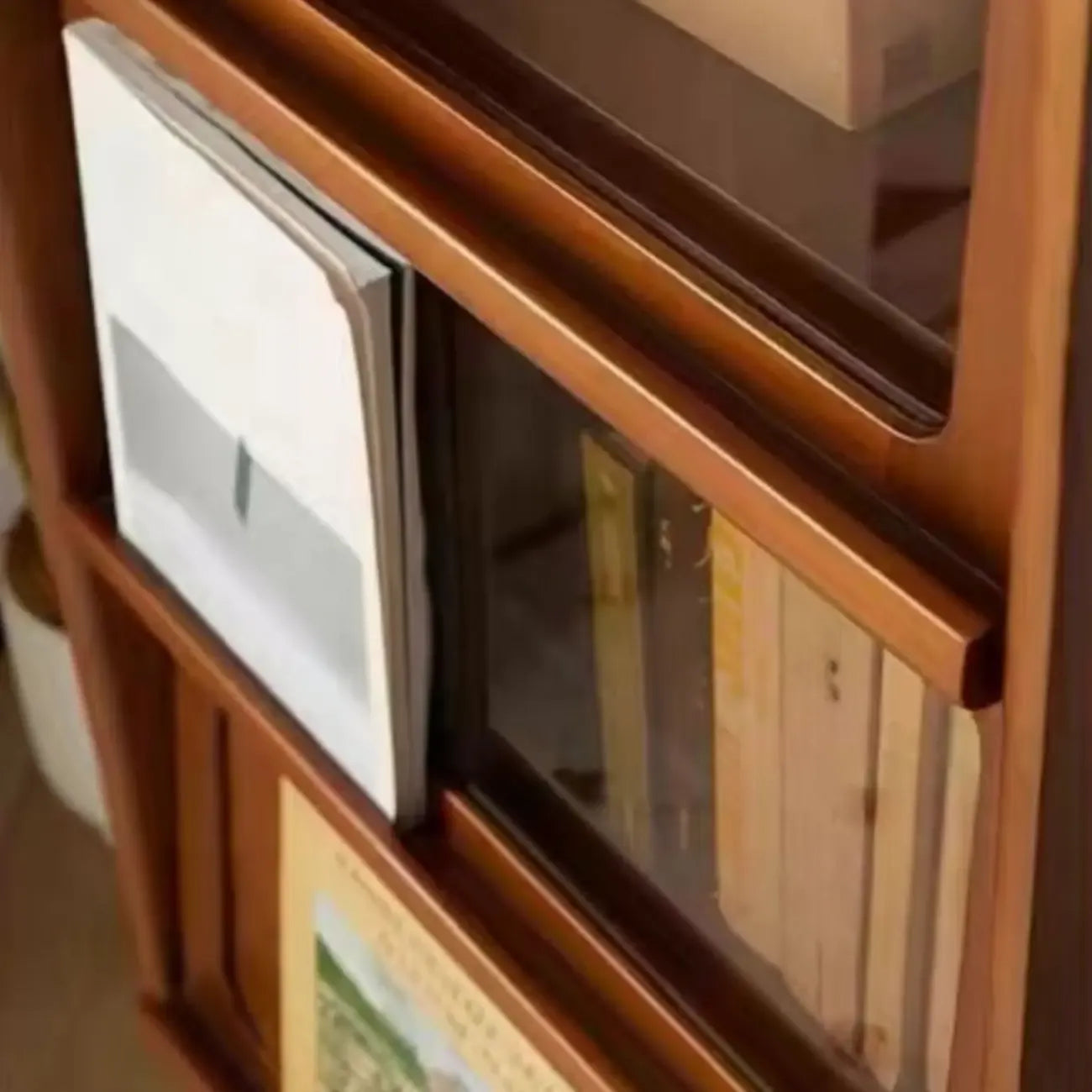 50 Modern Pine Brown Accent Cabinet with Glass Door