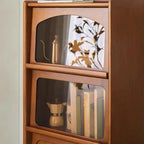 50 Modern Pine Brown Accent Cabinet with Glass Door