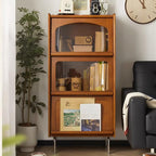 50 Modern Pine Wood Storage Cabinet with Glass Door