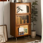 50 Modern Pine Wood Storage Cabinet with Glass Door