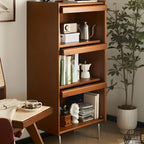 50 Modern Pine Wood Storage Cabinet with Glass Door