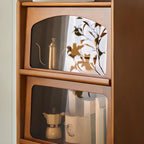 50 Modern Pine Wood Storage Cabinet with Glass Door