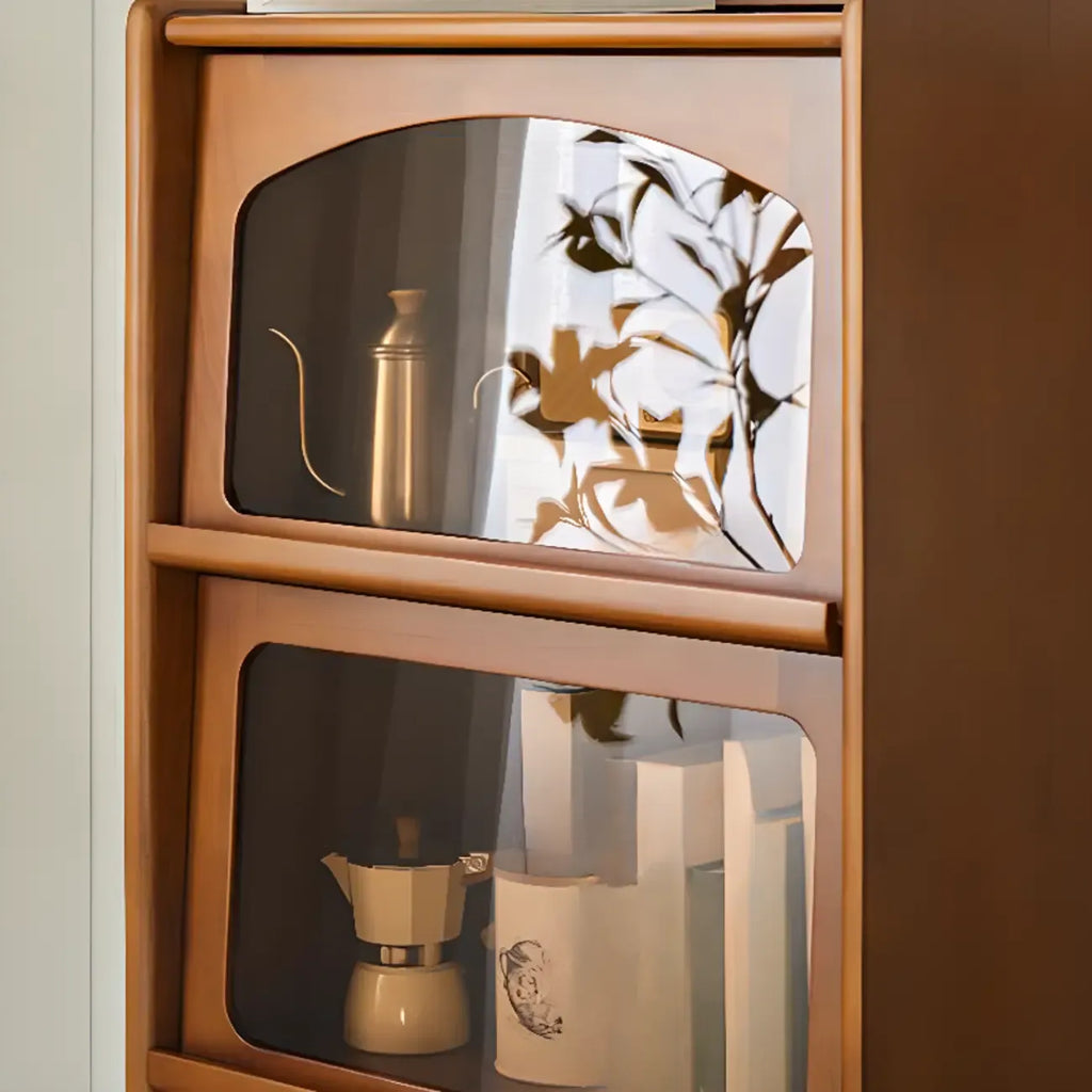 50 Modern Pine Wood Storage Cabinet with Glass Door