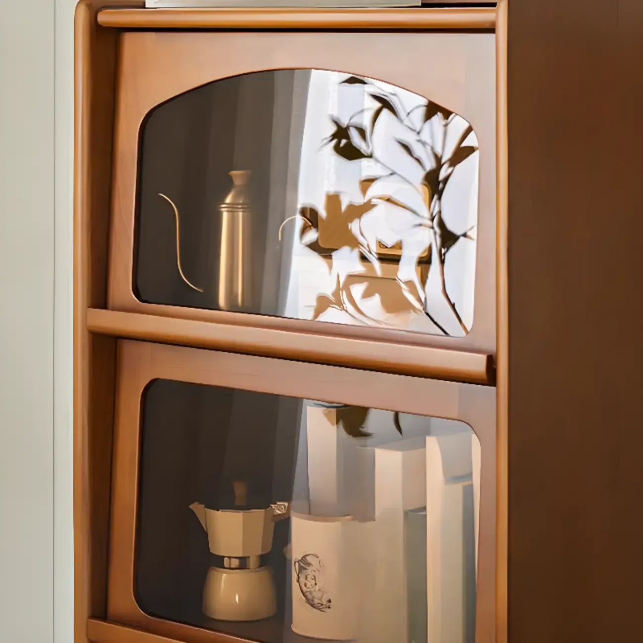50 Modern Pine Wood Storage Cabinet with Glass Door