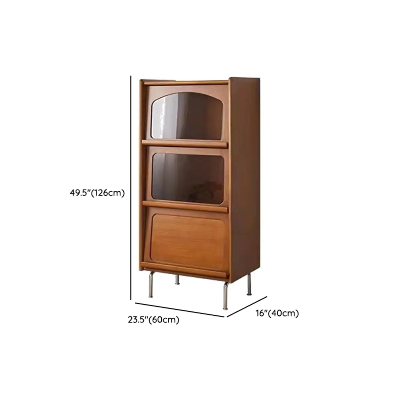 50 Modern Pine Wood Storage Cabinet with Glass Door