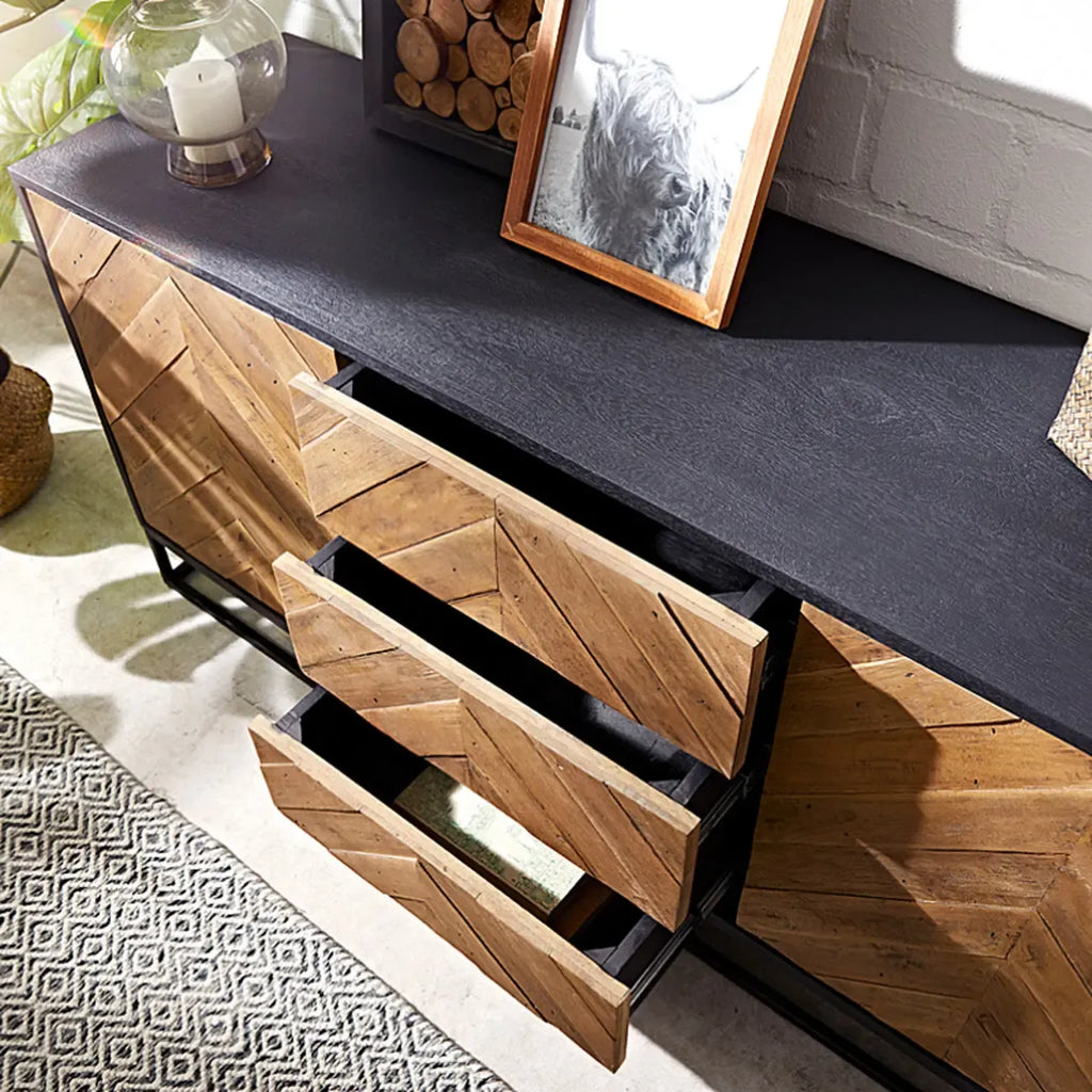 3 Drawers Modern Pine Storage Cabinet for Living Room