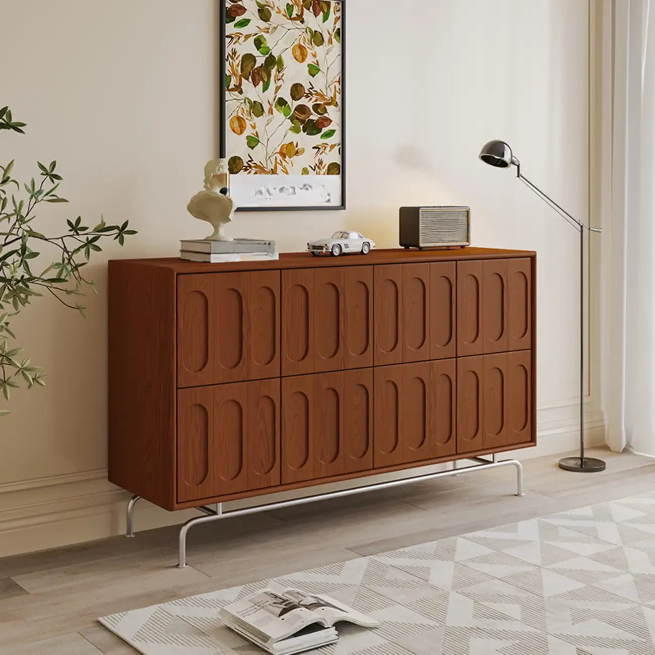 35.5 Modern Pine Black Storage Cabinet for Living Room
