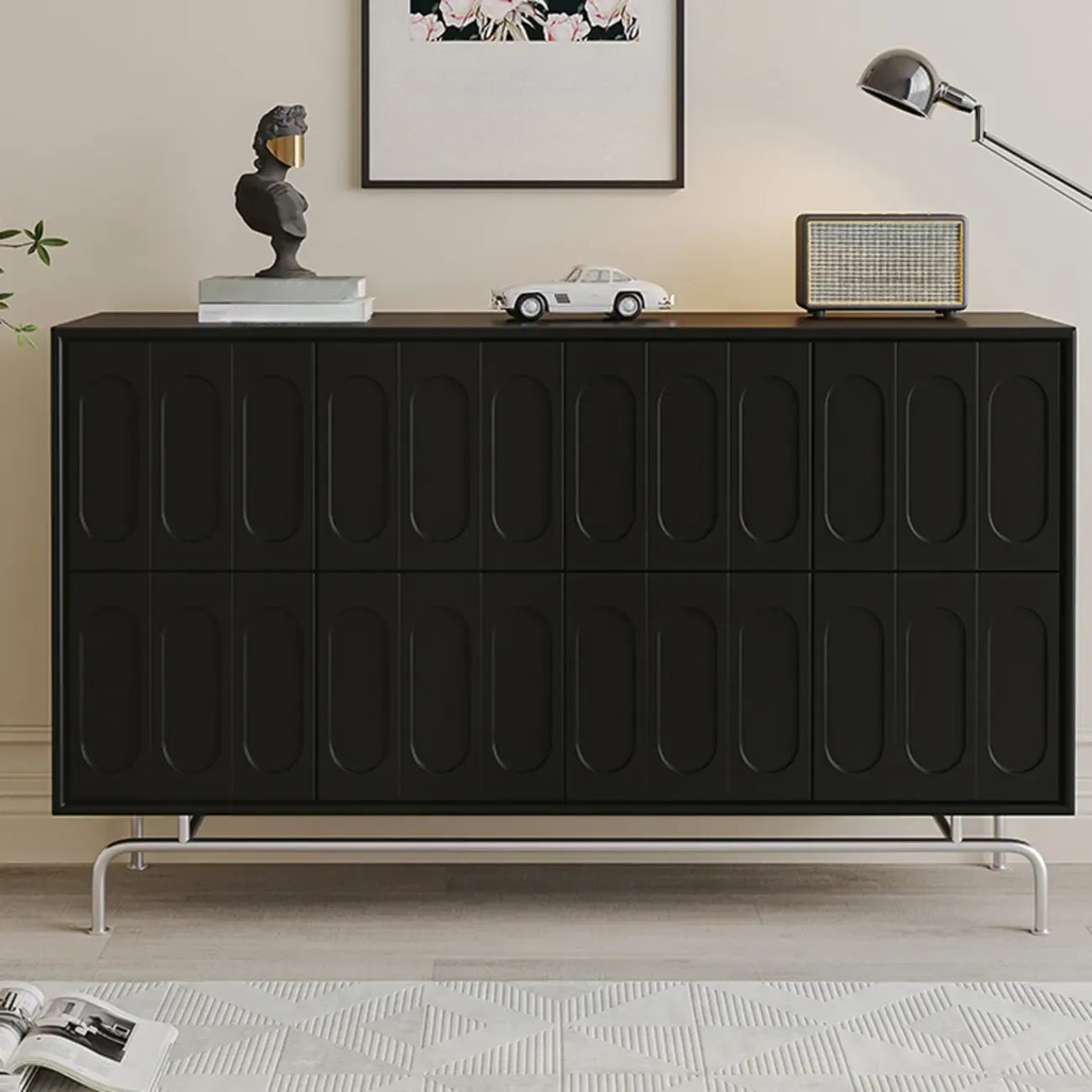 35.5 Modern Pine Black Storage Cabinet for Living Room