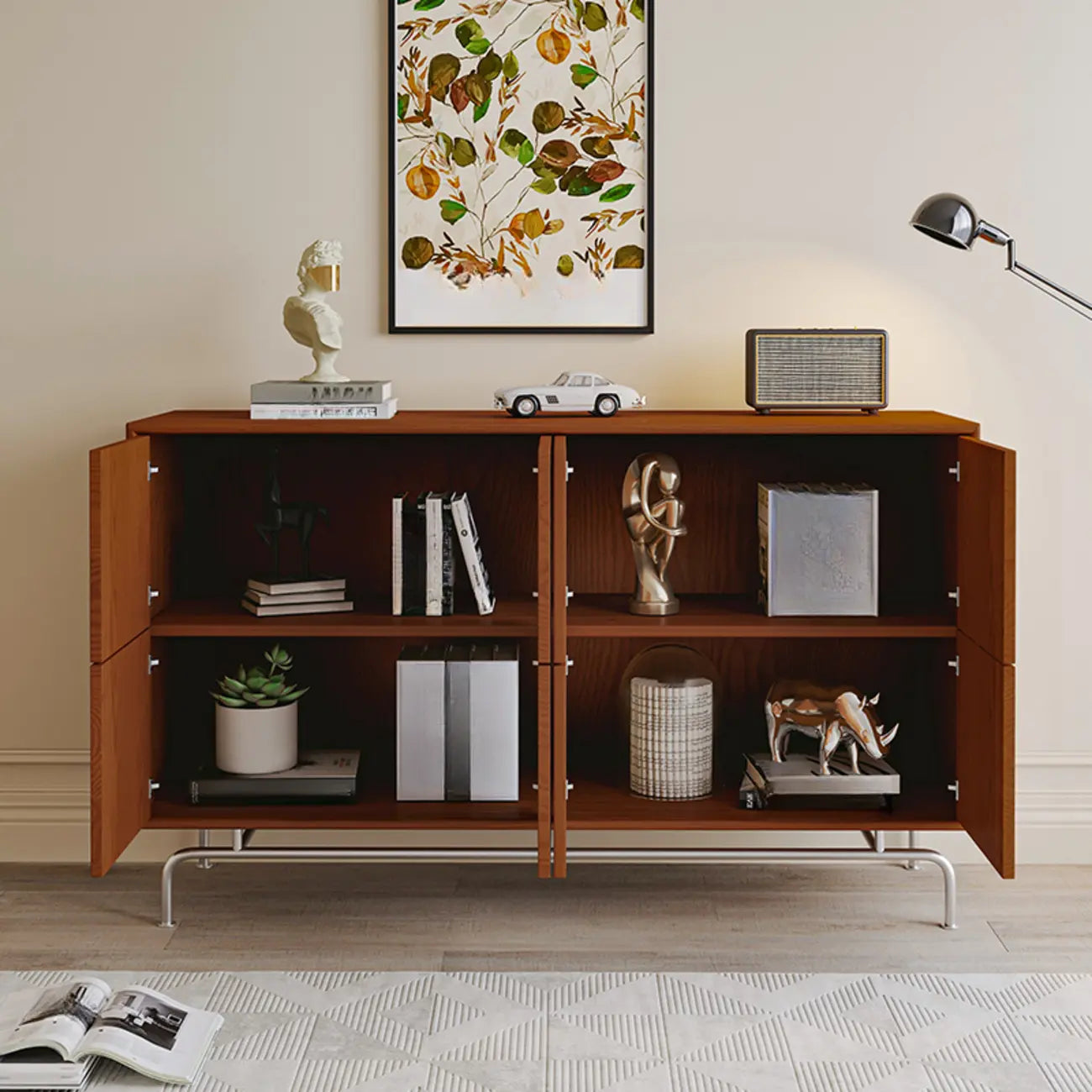 35.5 Modern Pine Black Storage Cabinet for Living Room