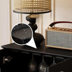 Elegant Black Wooden Accent Cabinet with Drawers & Doors