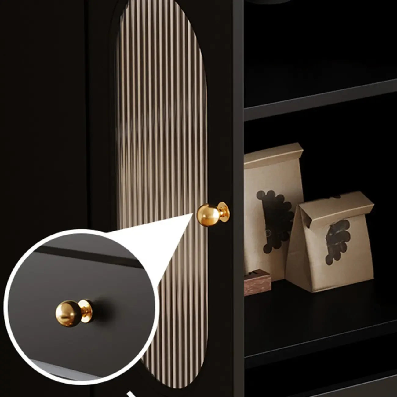 Elegant Black Wooden Accent Cabinet with Drawers & Doors