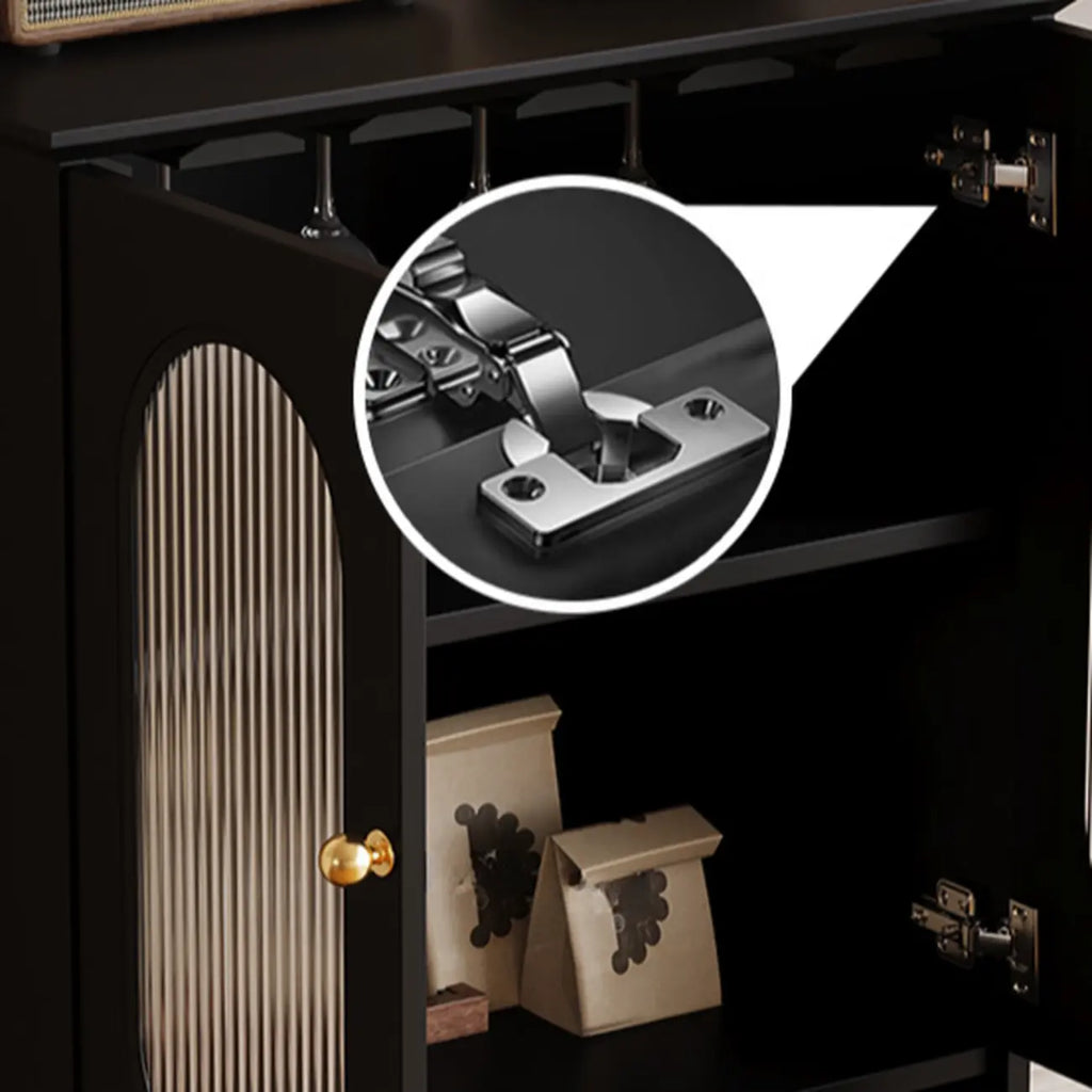 Elegant Black Wooden Accent Cabinet with Drawers & Doors