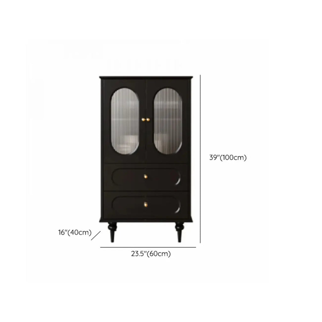 Elegant Black Wooden Accent Cabinet with Drawers & Doors