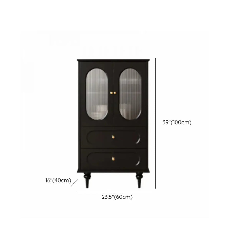 Elegant Black Wooden Accent Cabinet with Drawers & Doors