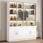 Black Wood Glass Door Display Cabinet with Wine Storage